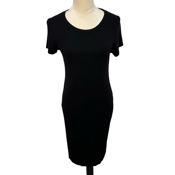 Motherhood Maternity Black Ribbed Knit Short Sleeve T-Shirt Dress Size M - Picture 2 of 11